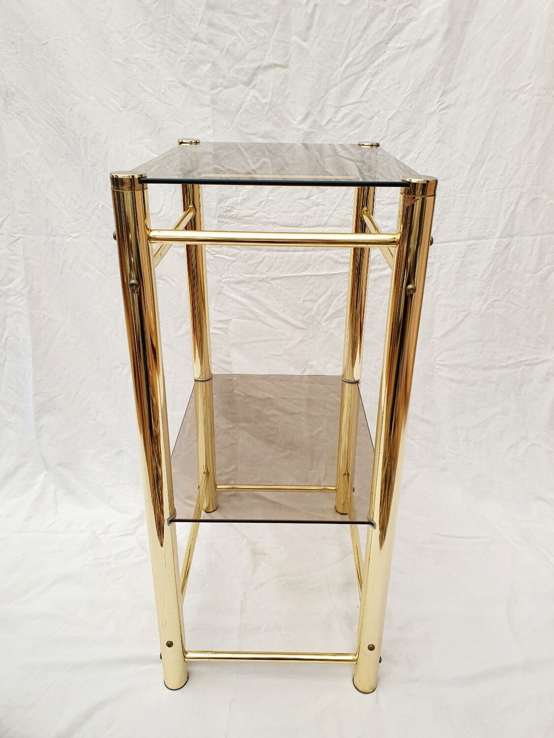 Sellette métal doré verre fumé