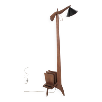 French oak floor lamp with storage reading nook