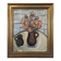 Mid-Century Modern Swedish "Pink Flowers" Vintage Still Life Oil Painting, Framed