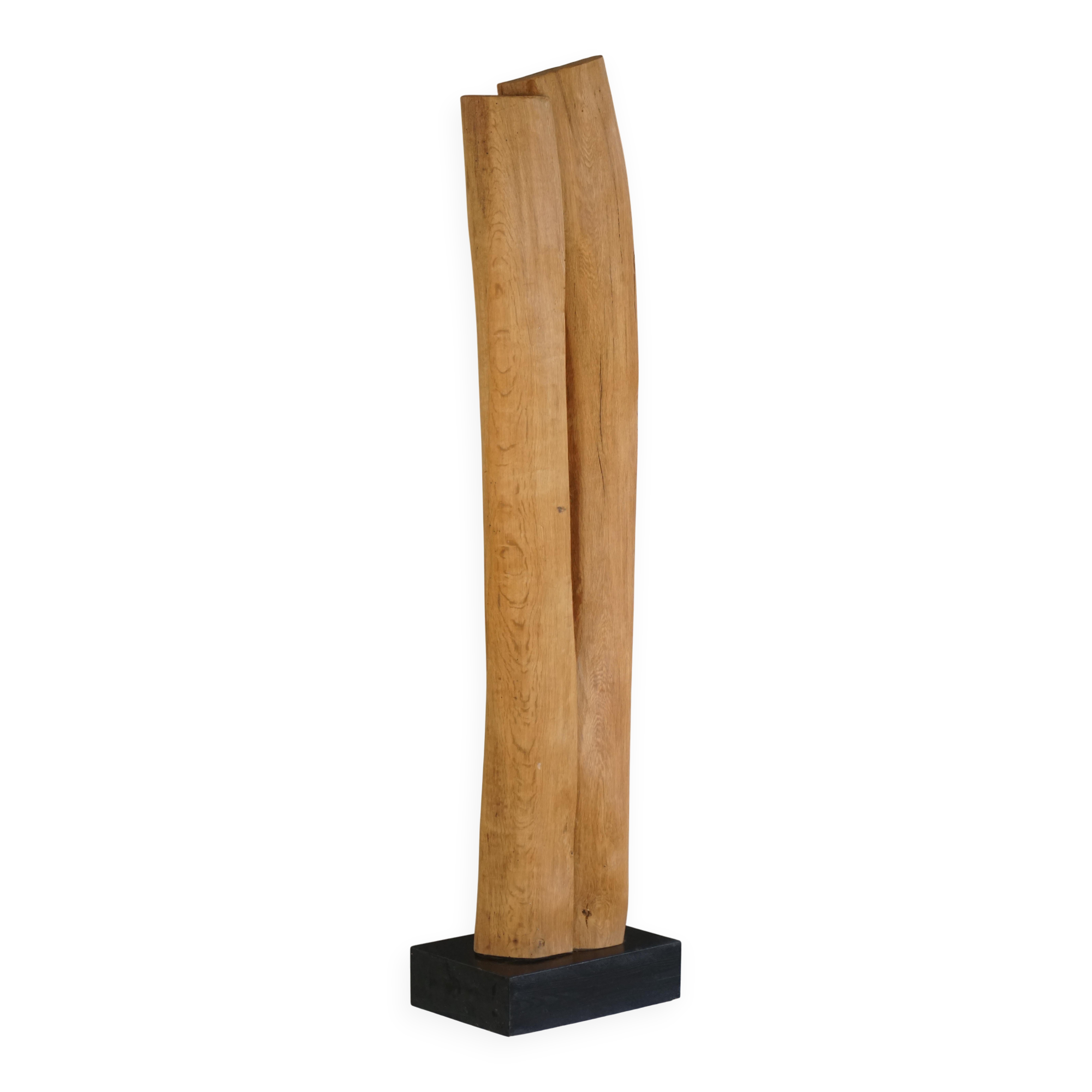 Large Wooden Sculpture "Joy" by Ole Wettergren, Modern Danish, 1980s