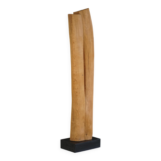 Large Wooden Sculpture "Joy" by Ole Wettergren, Modern Danish, 1980s