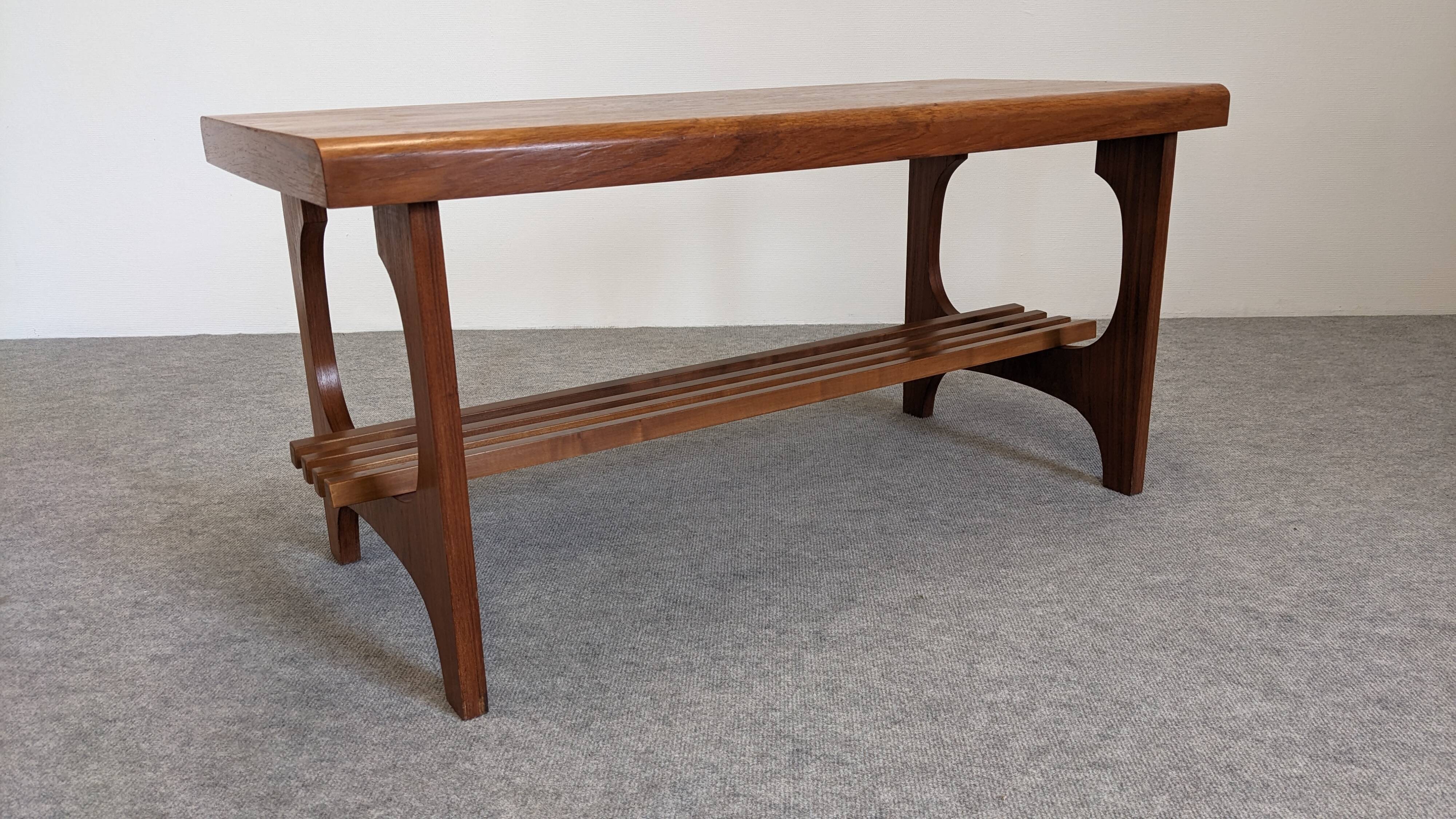 Scandinavian teak coffee table with magazine rack, Sweden circa 1970.