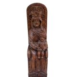 Antique solid wood sculpture statue of the Virgin and Child