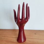 Hand wears red jewelry, ring, soliflore, vintage French, 50s