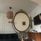 Golden brass standing psyche mirror  29x40cm