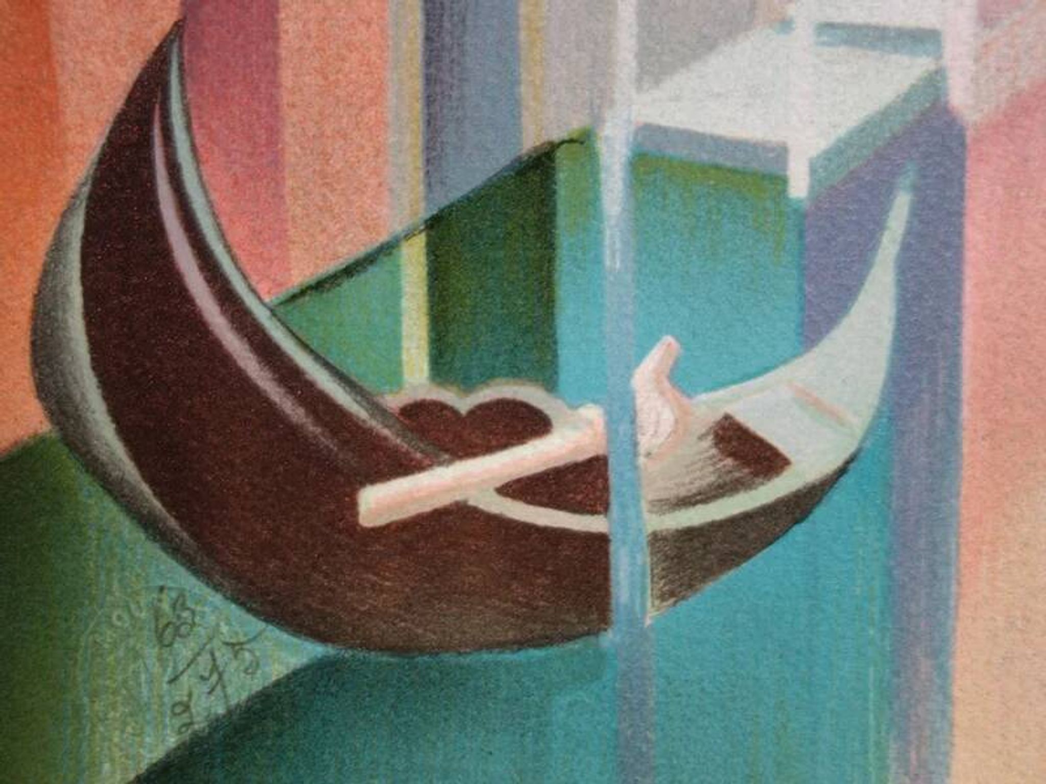 Janick LEDERLE: Gondolas in Venice, Original signed lithograph