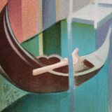 Janick LEDERLE: Gondolas in Venice, Original signed lithograph