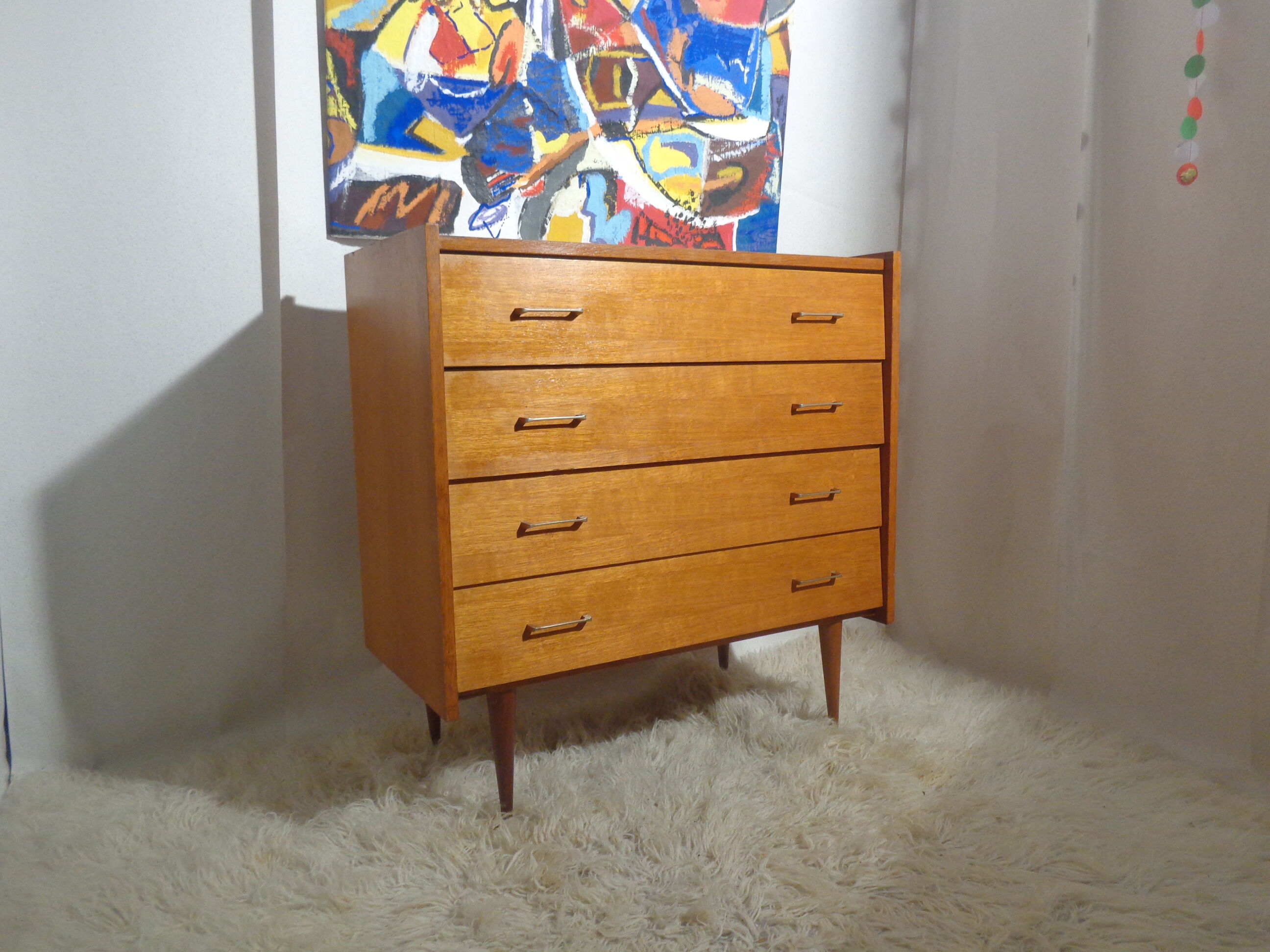 60s light wood chest of drawers