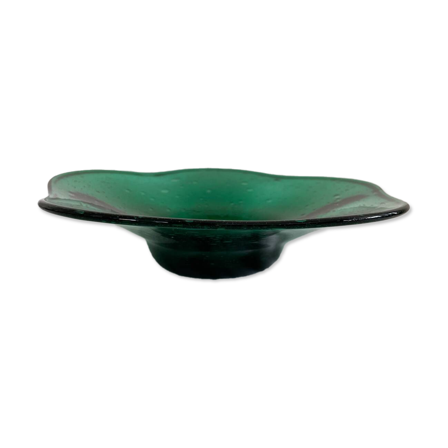 Green glass dish by Max Verboeket