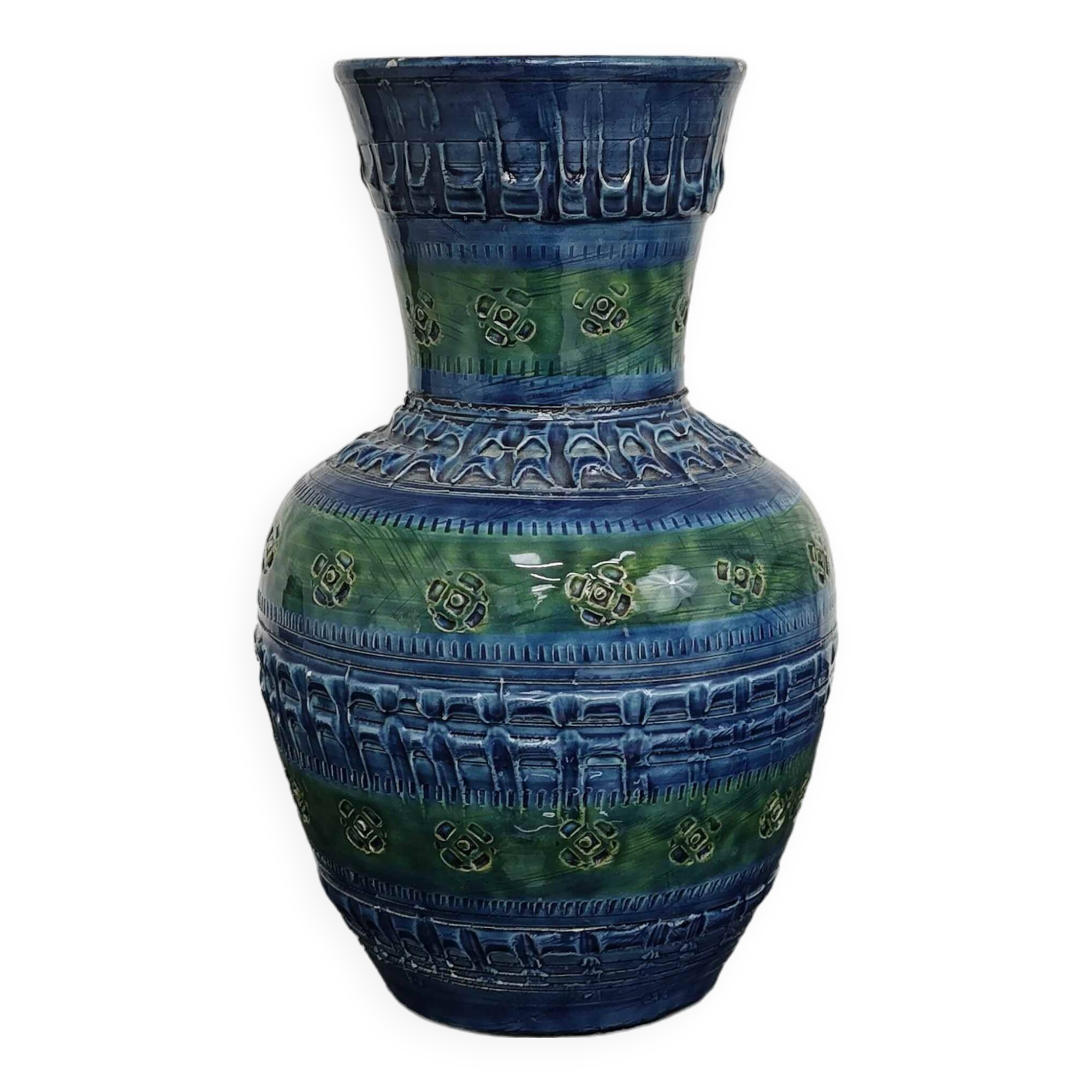 Vase by Aldo Londi for Bitossi 20th century blue background