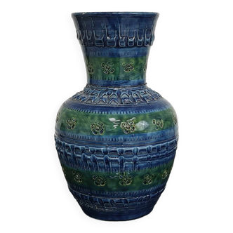 Vase par Aldo Londi pour Bitossi XXe fond bleu