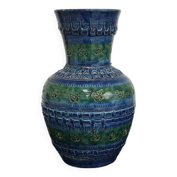 Vase par Aldo Londi pour Bitossi XXe fond bleu