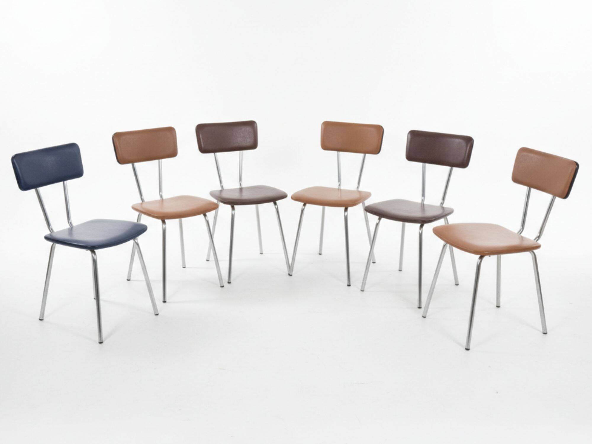 Set of 6 mid-century chrome dining chairs, Czechoslovakia, 1960s