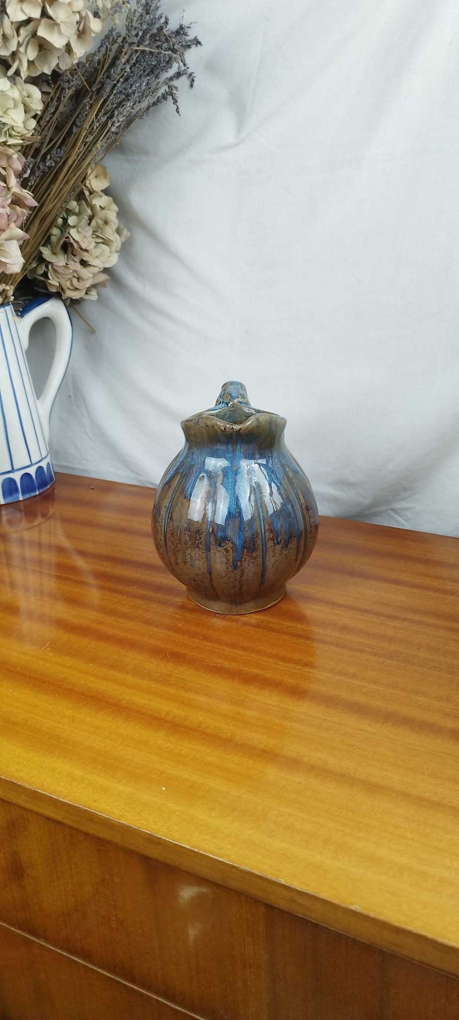 Pichet ou Carafe en Grès à la Forme d'une Citrouille, Période Art Déco Années 30