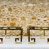 Pair of brass and glass side tables circa 70/80