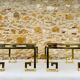 Paire de tables d’appoint laiton et verre circa 1970/80