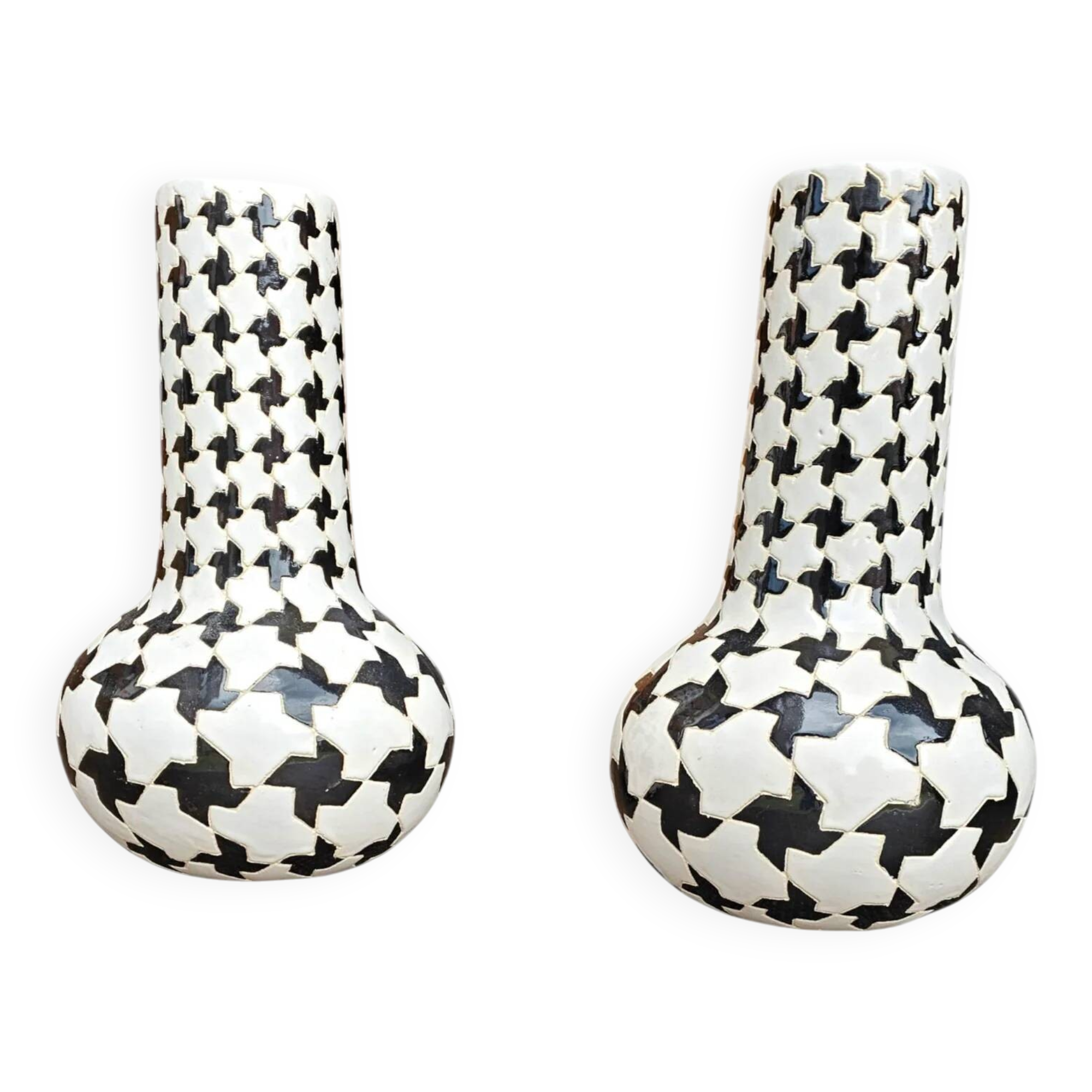 2 x Pied de poule vases / 1980s