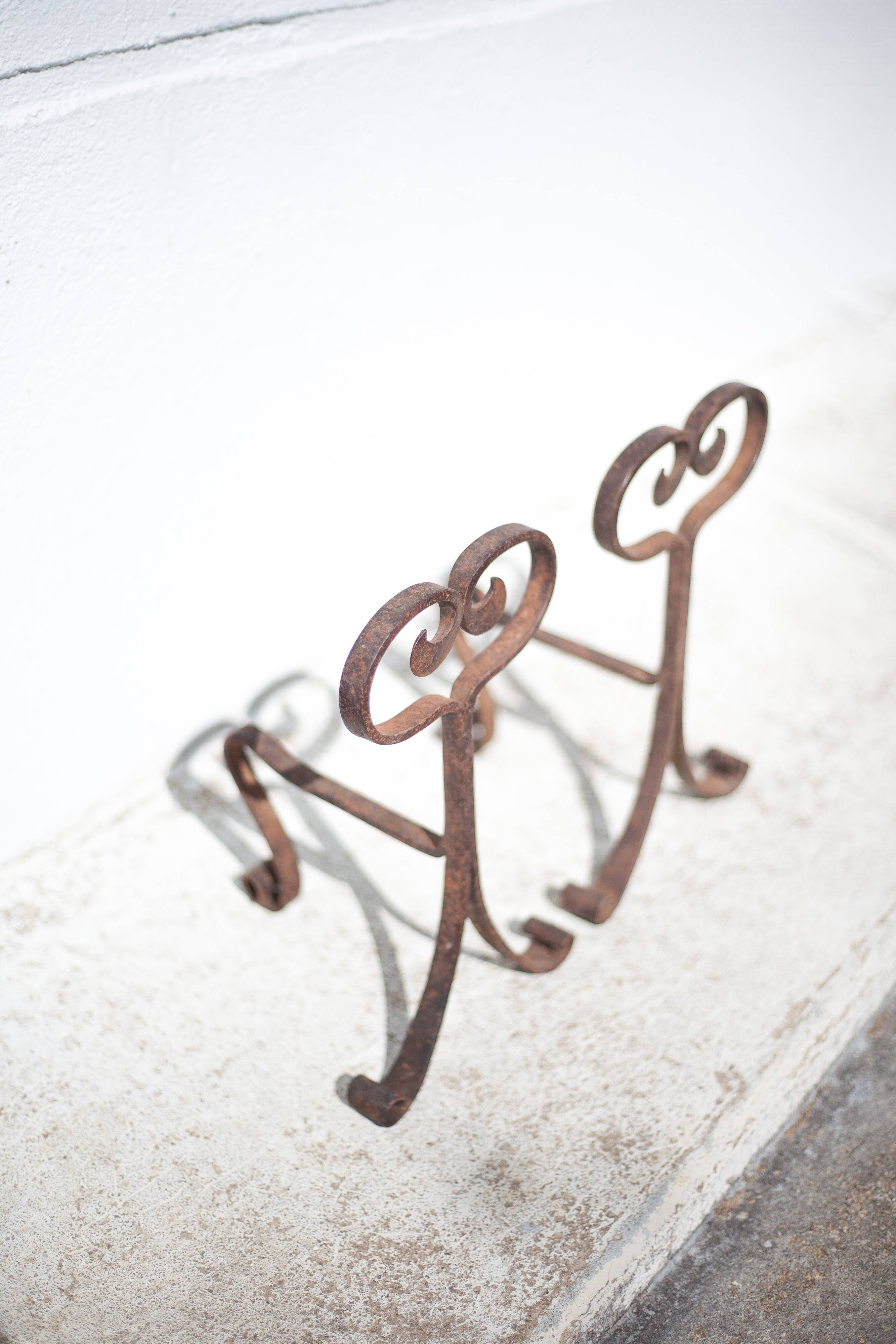 Wrought iron fireplace andirons