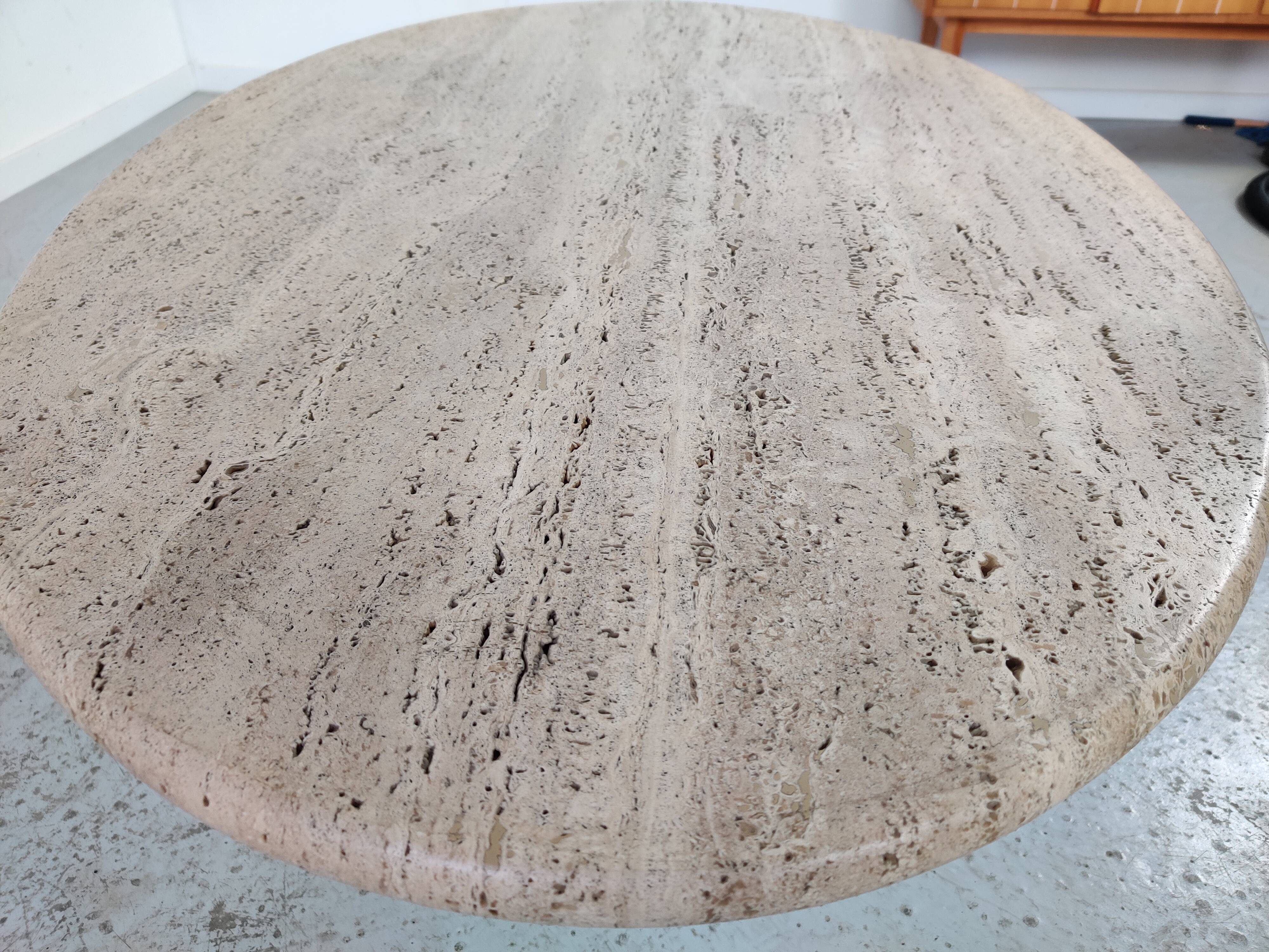 Oval travertine coffee table by Peter Draenert, 80s