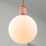 Mid-Century Italian Brass & Opaline Glass Pendant Lamps, Set of 2