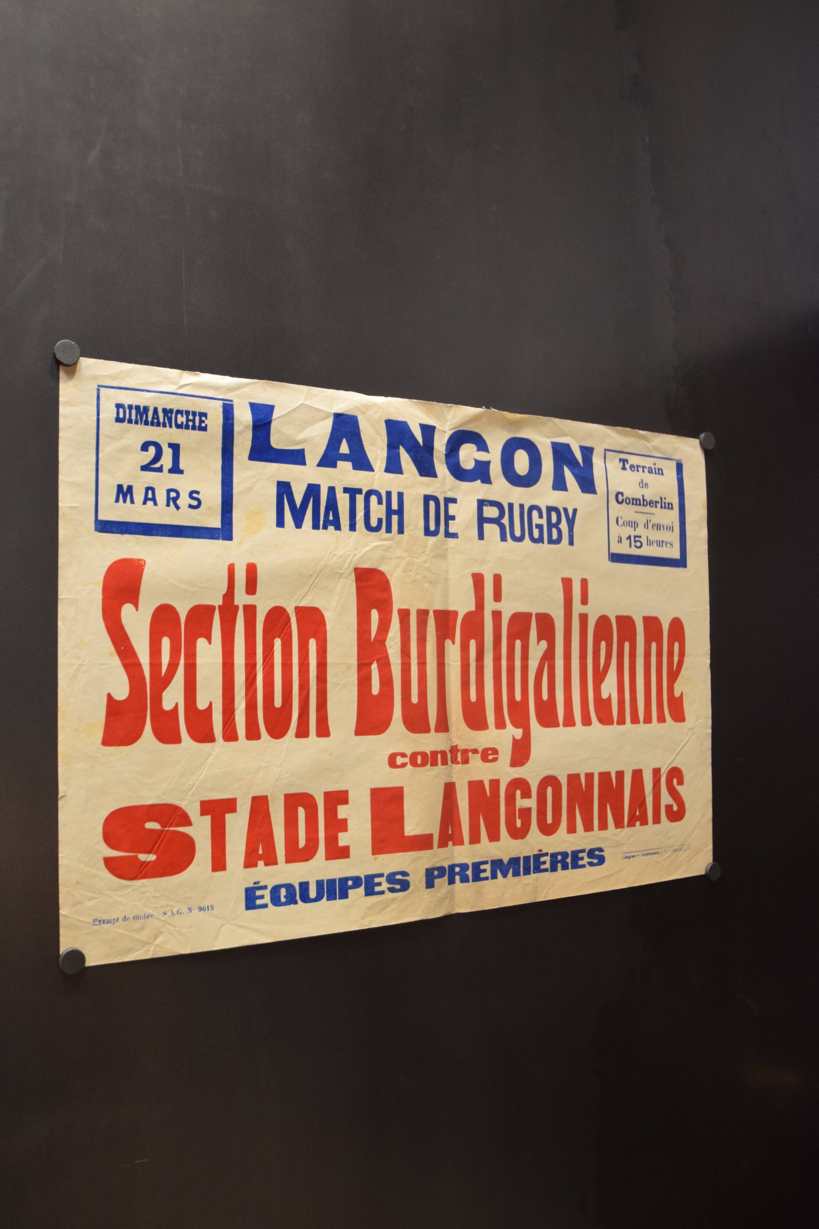 "Rugby Match" poster - City of Langon - 1930s