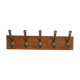 Wall-mounted coat rack with 5 vintage-style hooks in patinated wood and metal.