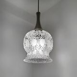 Pressed molded glass pendant light from the 60s