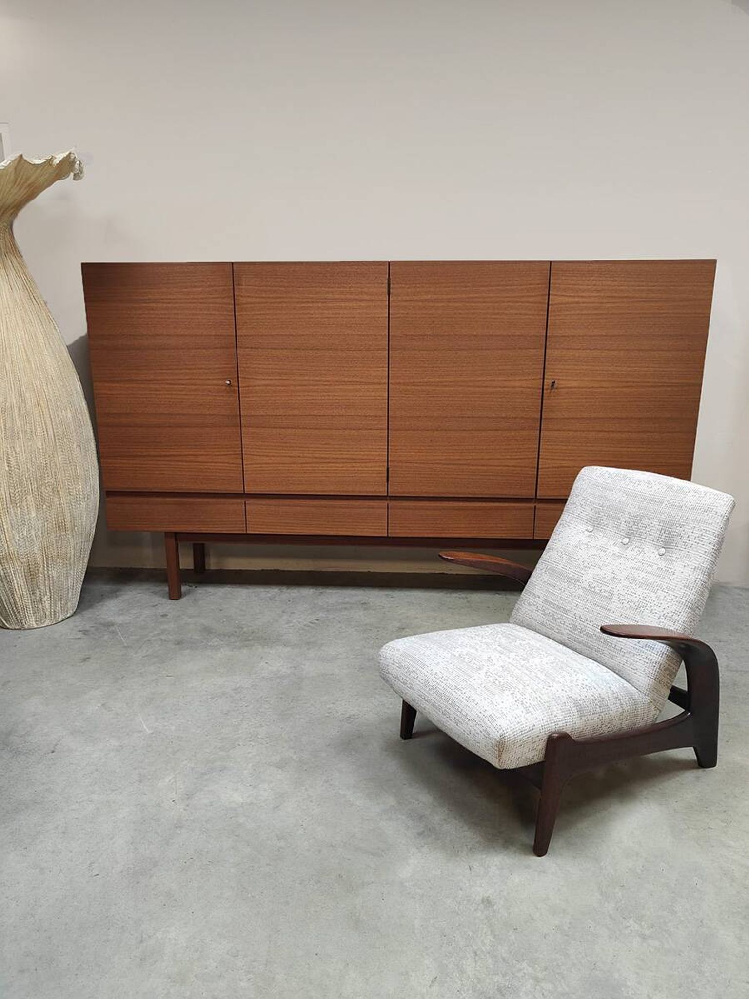 Danish vintage Scandinavian teak highboard XL