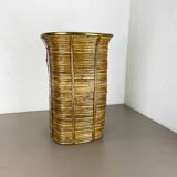 Aubock style rattan and brass bauhaus waste bin France 1960s