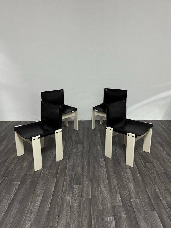 Monk Chairs attributed to Afra & Tobia Scarpa for Molteni&C, 1980s, Set of 4
