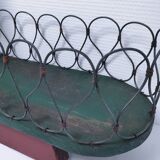 Vintage patinated wood and metal planter