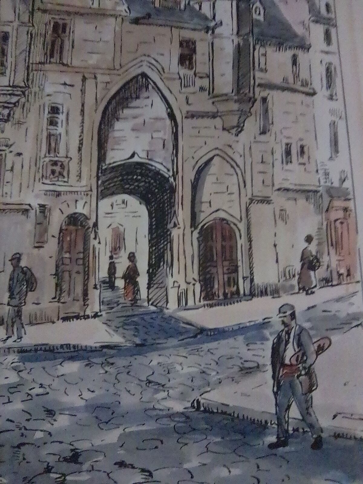 Watercolour drawing of Old Paris, ' Hôtel des Sens '