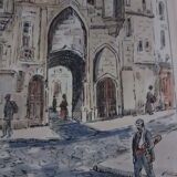 Watercolour drawing of Old Paris, ' Hôtel des Sens '