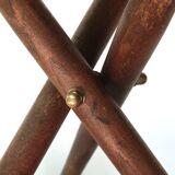 Folding tripod stool in wood and leather, 1950s