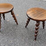 Pair of twisted tripod stools