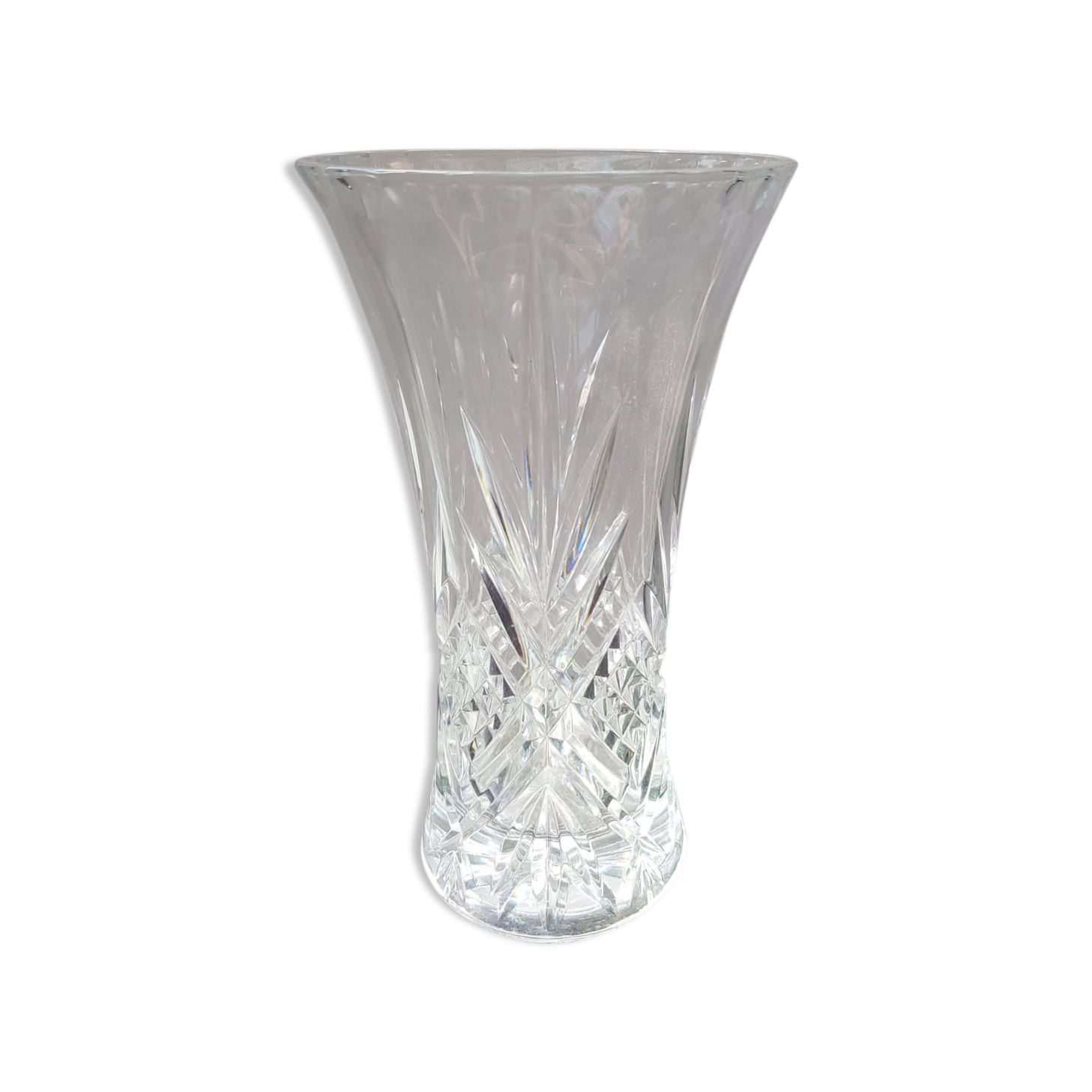 Ancien vase cristal décor taillé ciselé décoration vintage