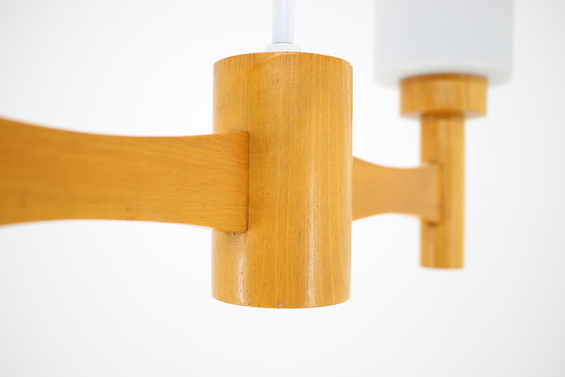 1980s wood and glass pendant light, Czechoslovakia