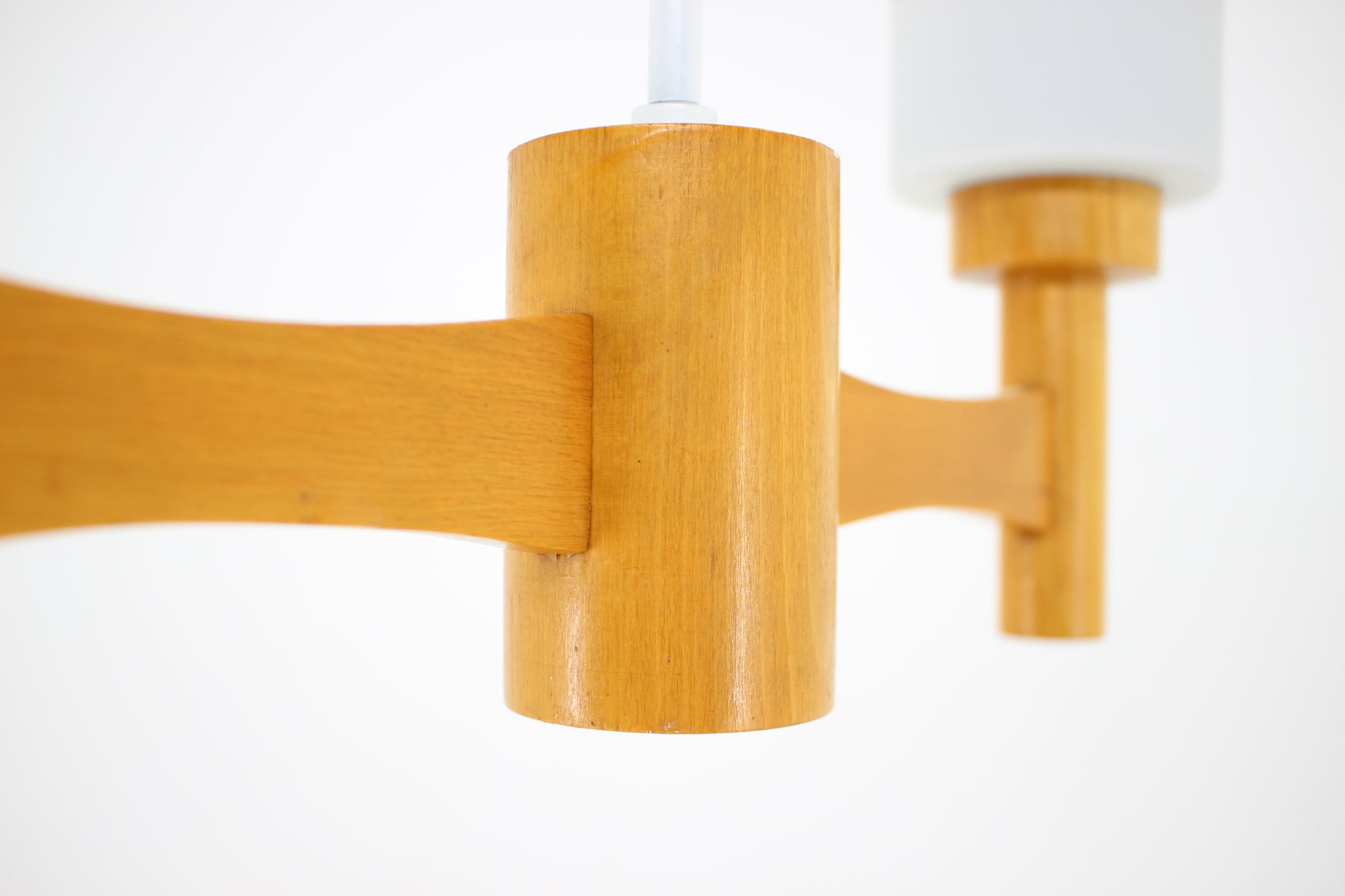 1980s wood and glass pendant light, Czechoslovakia