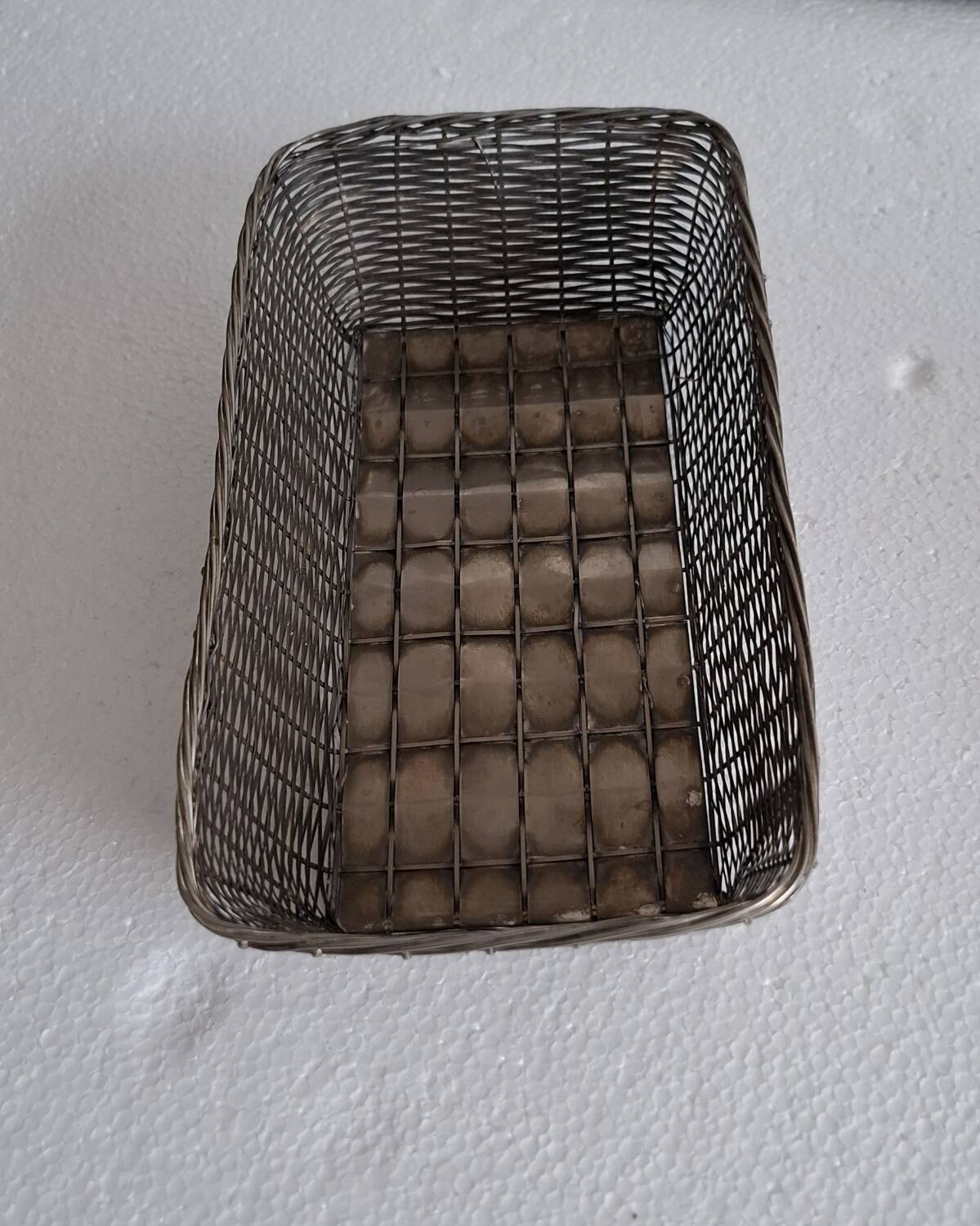 Silver metal basket and bottle holder