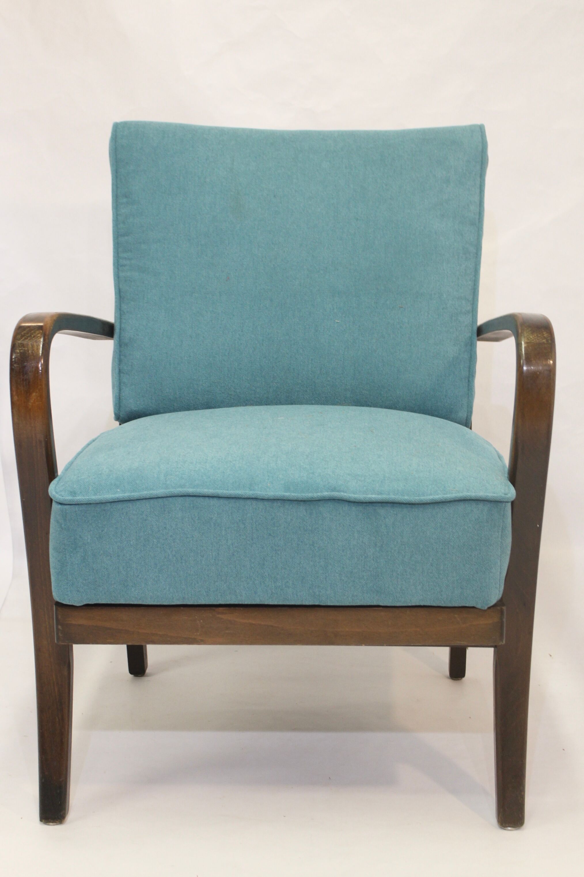 Art Deco curved wood armchair, 1950