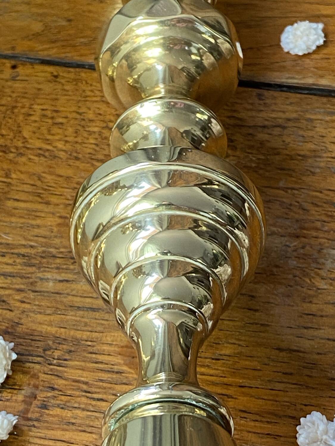 Pair of solid brass candlesticks, Georgian style