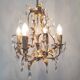 Chandelier pampilles and leaves golden metal