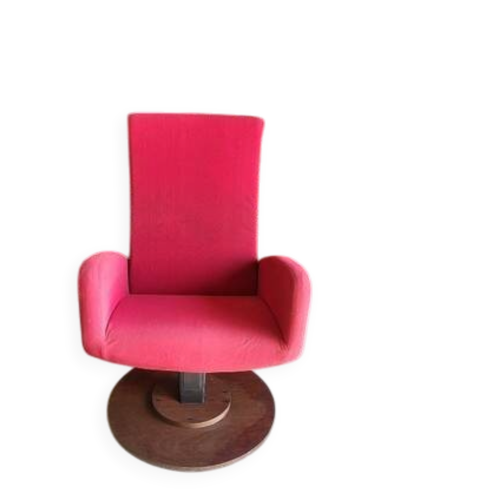 Old cinema chair with a red reclining seat.
