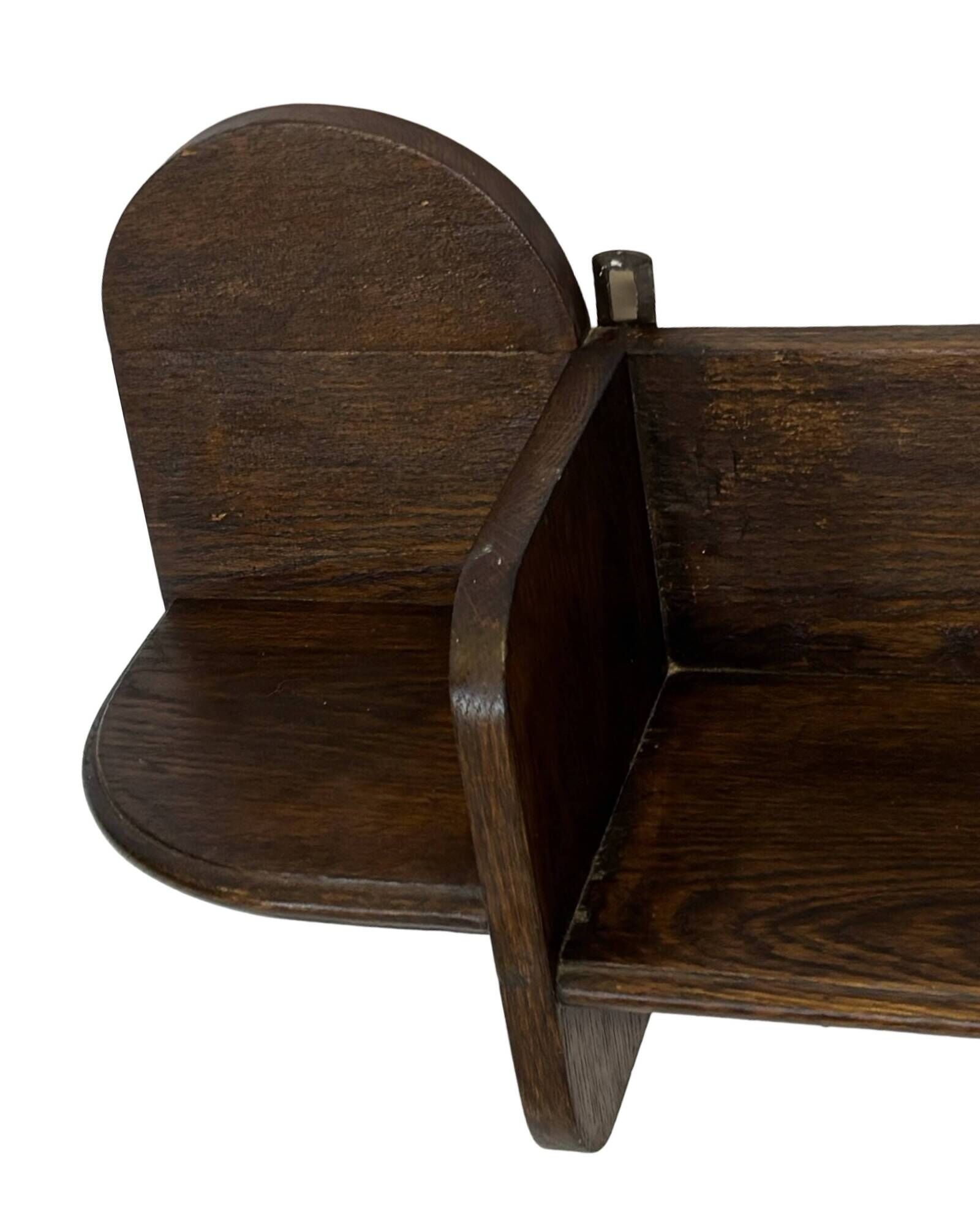 Vintage wooden wall shelve rack bookshelf in dark oak wood minimalist