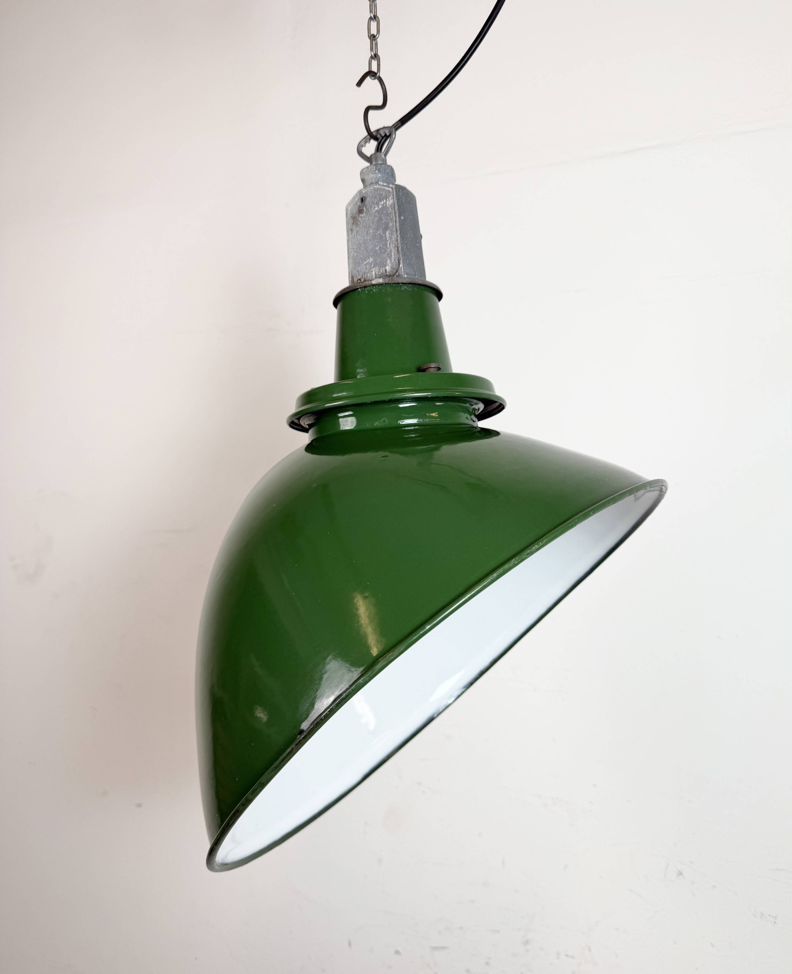 Large Industrial Green Enamel Factory Pendant Lamp from Benjamin, 1960s