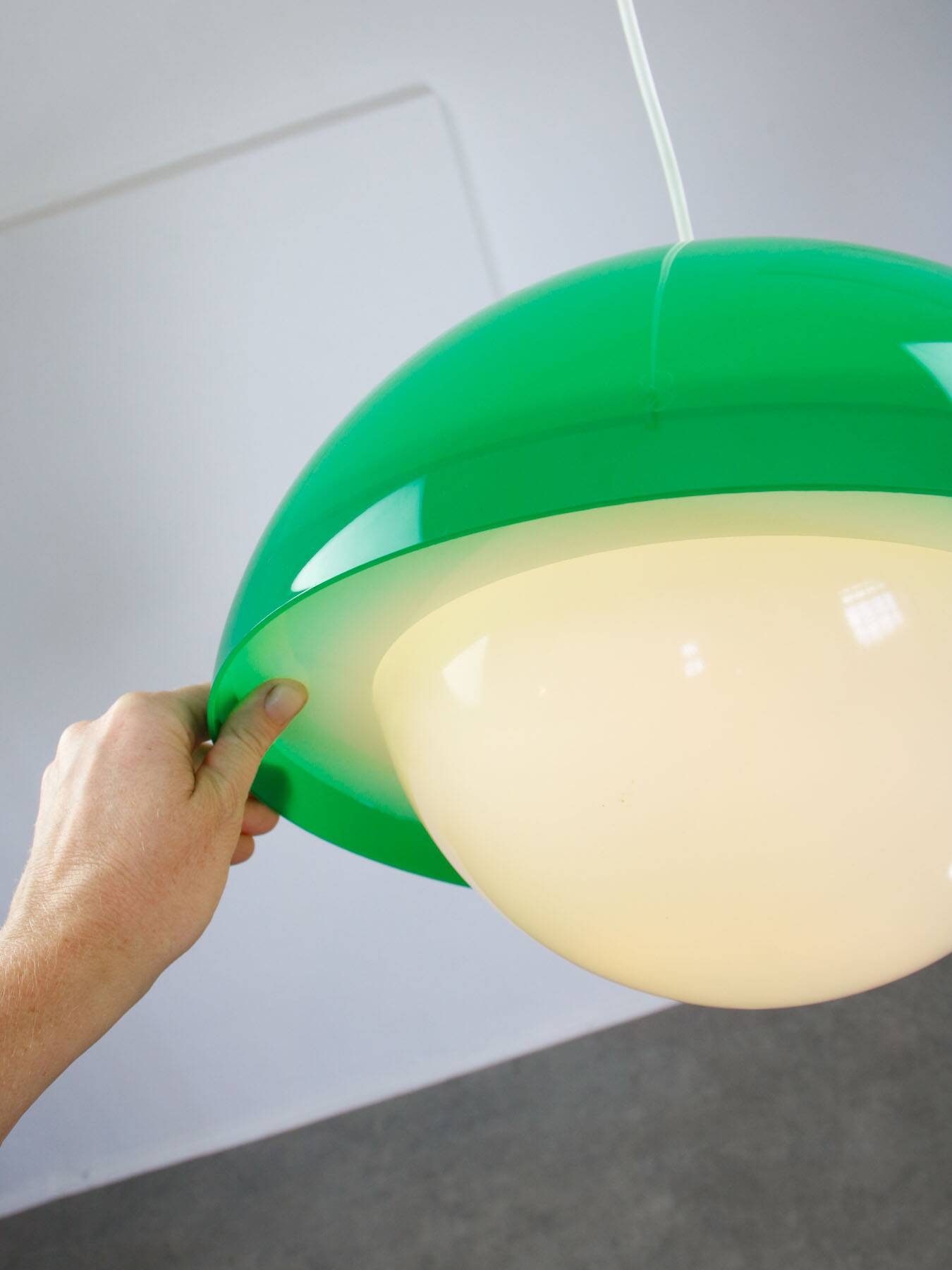 Italian Space Age Pendant in Brass and Acrylic Glass, 1970s