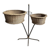 Porte plante ou cache pot en rotin style Matégot