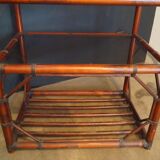 Rattan and leather shelf 1970
