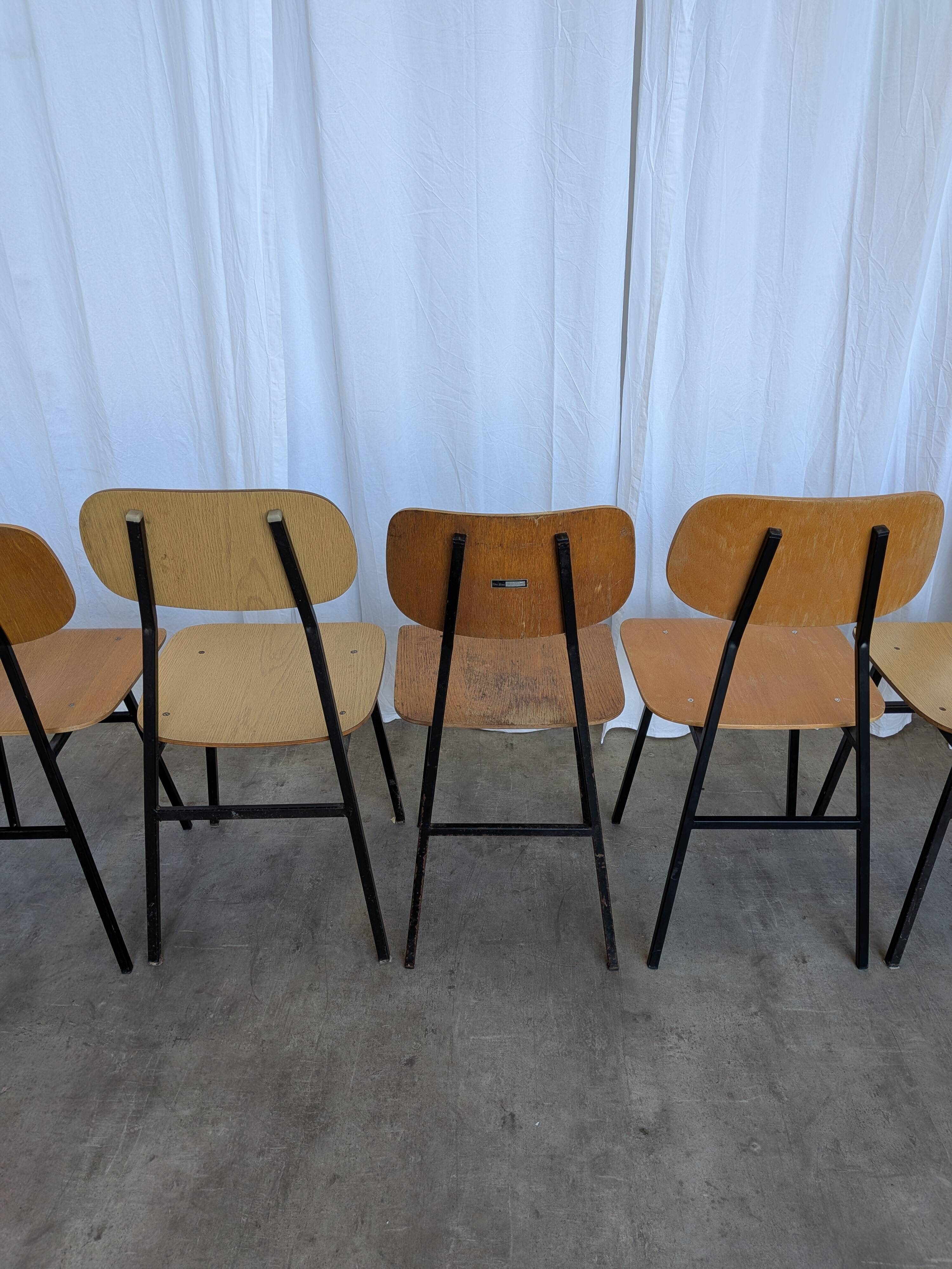 Set of 7 Vintage Industrial School Chairs / STOL Kamnik 1970s Yugoslavia