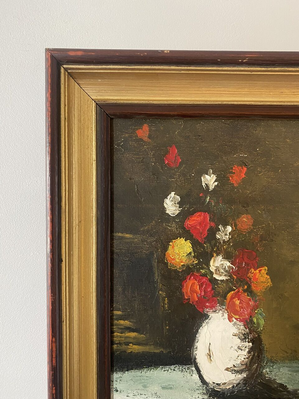 Old painting, still life with flowers signed Saint Alban, XX century